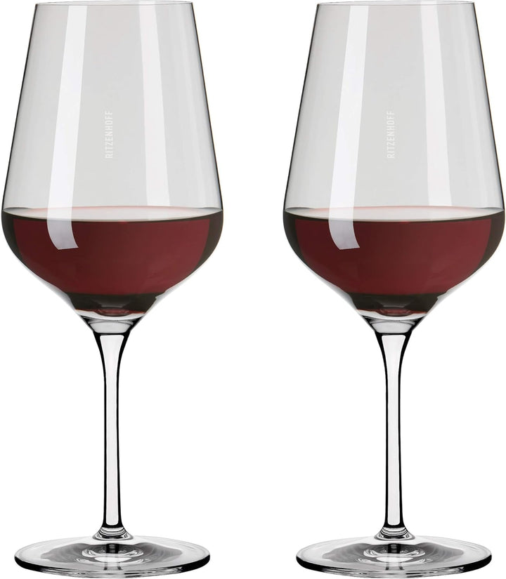 RITZENHOFF 3631002 Rotweinglas 500 ml – Serie Fjordlicht Nr. 2 – 2 Stück mit Farbverlauf Grey – Made