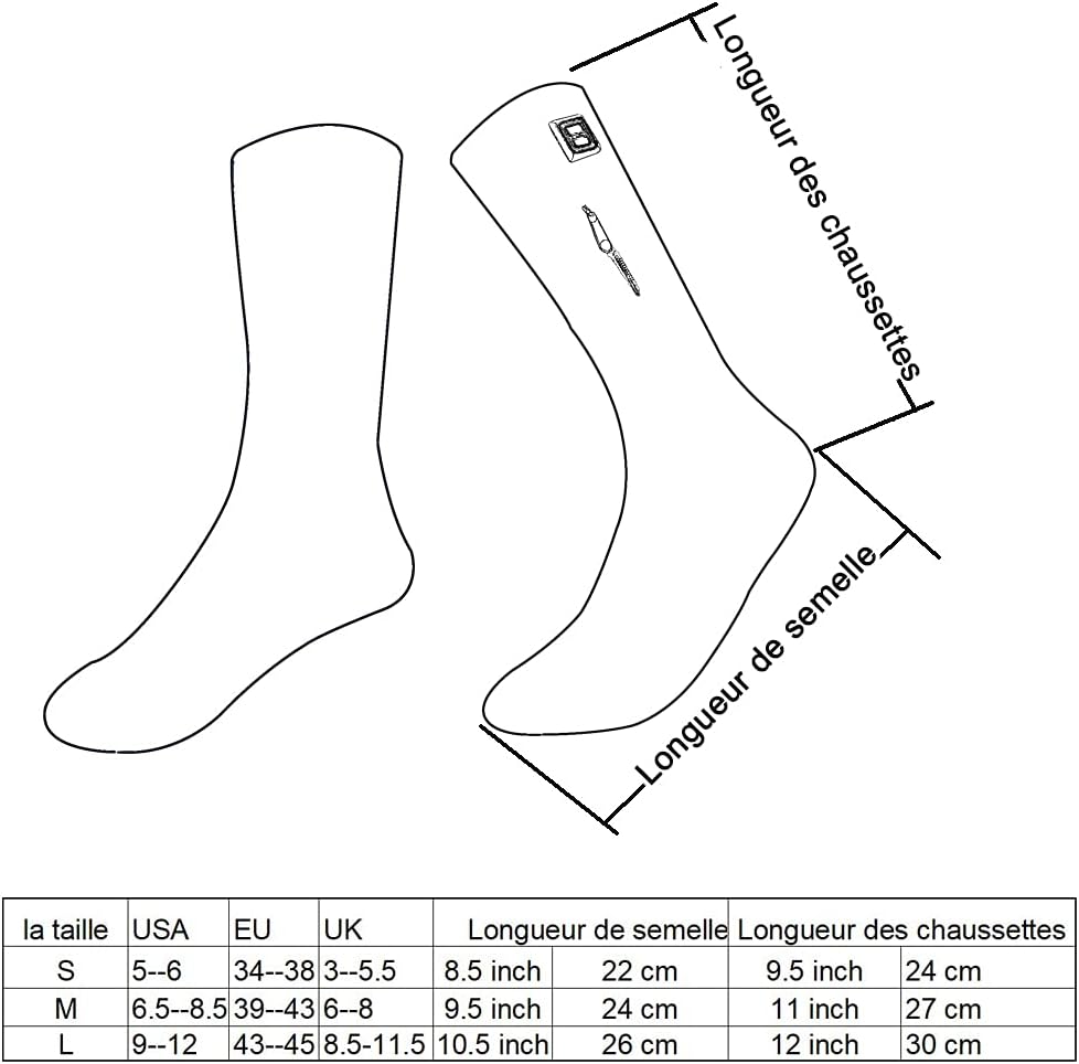 LPCRILLY Beheizte Socken, beheizte Füsse, waschbar, elektrisch, einstellbare Temperatur, für Outdoor
