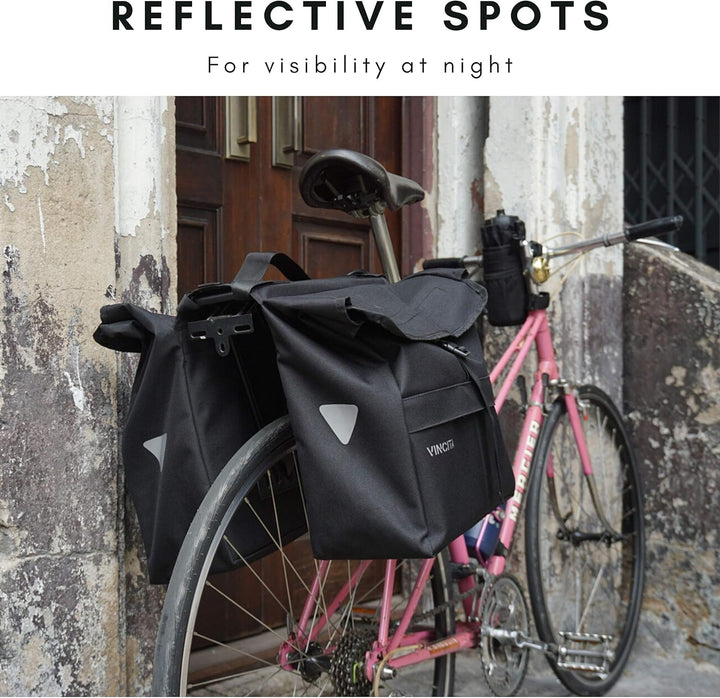 Vincita Top Load Double Pannier Water Resistant Cycling Side Bags – mit Regenschutz, gross, Tragegri