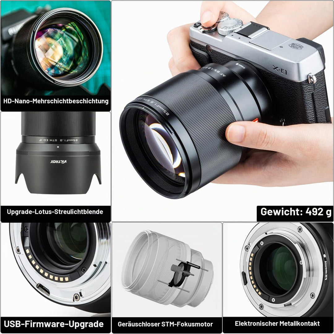 VILTROX AF 85mm F1.8 FE Vollformatobjektiv für Sony E-Mount, 85mm f/1.8 Autofokus-Portrait-Prime-Obj