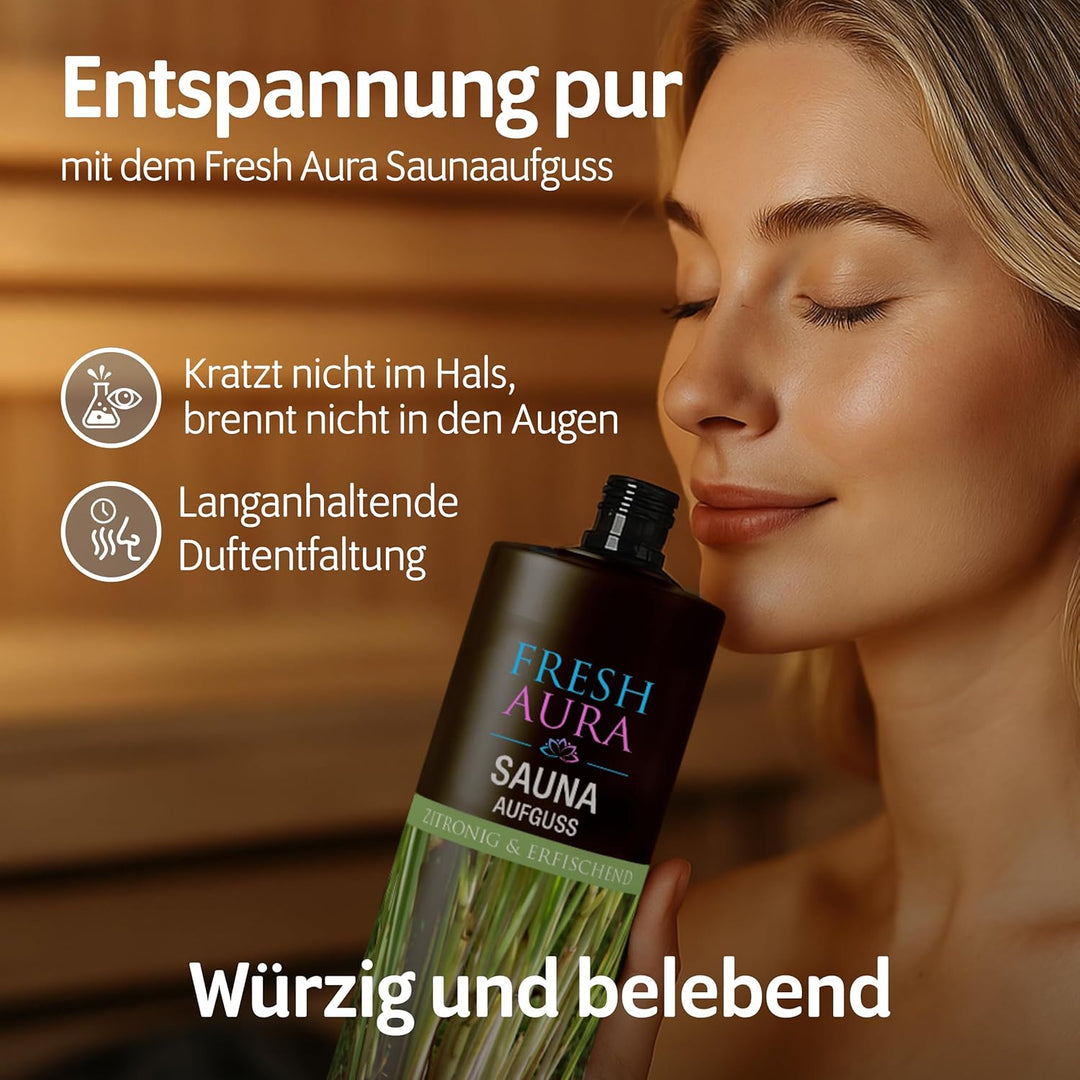 Saunaaufguss Lemongras (250ml) – Sauna Aufgussmittel mit natürlichen ätherischen Ölen – Sehr ergiebi