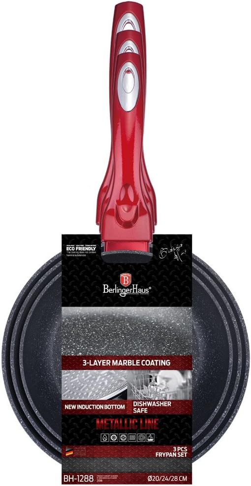 Berlinger Haus Set Pfanne 3 UDS. Burgundy Metallic Touch Line