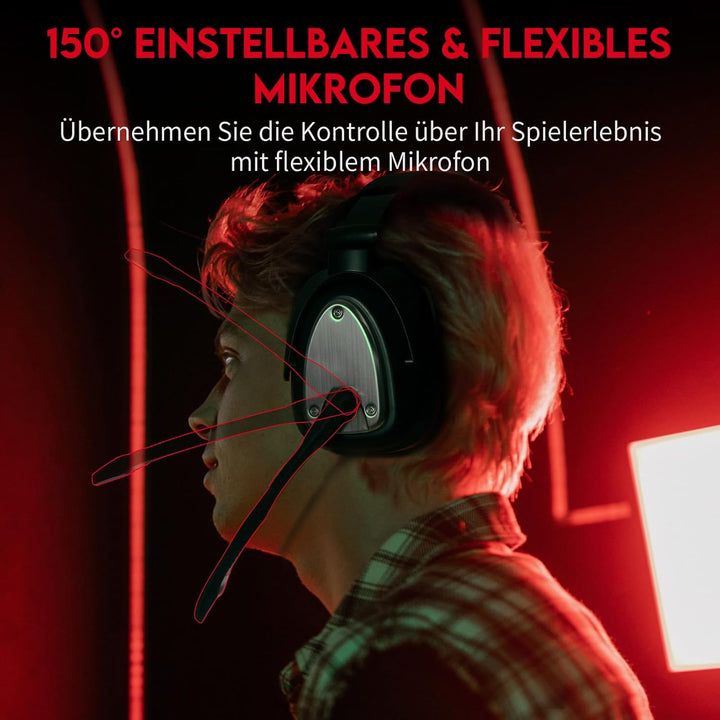 HUHD 2.4G Wireless Gaming Headset für PS4,PS4 Slim Nintendo Switch und PC Deep Bass und rotierende M