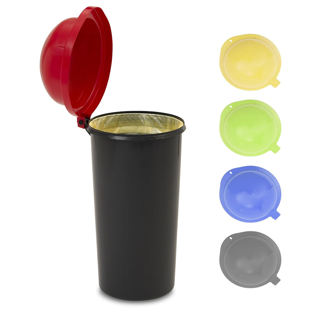 KUEFA HD 60L Müllsackständer, Mülleimer mit Scharnierdeckel und Klemm-Ring Gelber Sack, stabil, stra