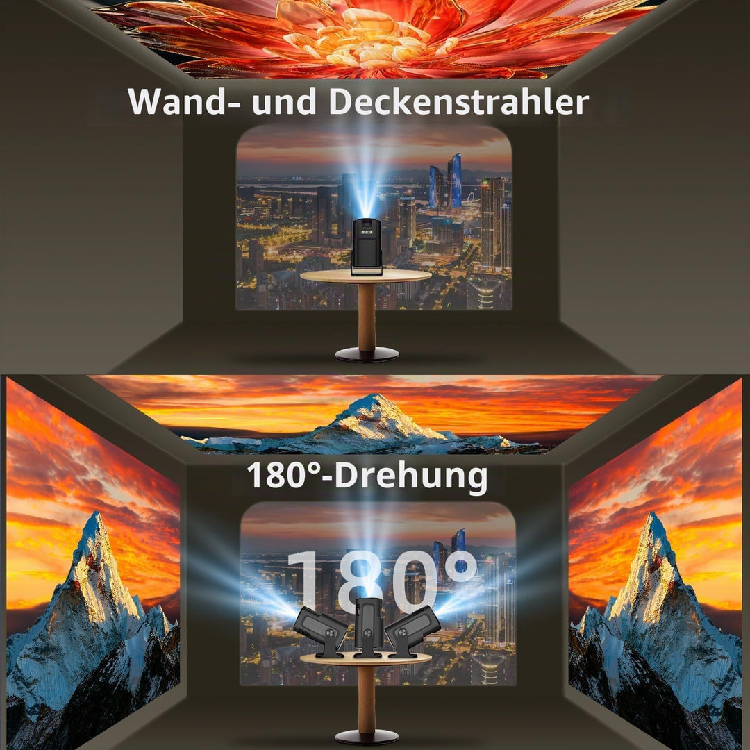 ZDSSY Mini Beamer 4k 1080P Unterstützt Klein Projektor Portable mit WiFi 6 BT 5.4,Tragbarer Video Sm