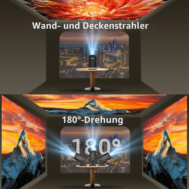 ZDSSY Mini Beamer 4k 1080P Unterstützt Klein Projektor Portable mit WiFi 6 BT 5.4,Tragbarer Video Sm