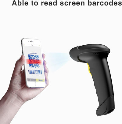 Inateck Barcode Scanner 2D Bluetooth, Wireless QR Code Scanner, 2D Imager mit 2000 mAh Akku, 1 Ladun