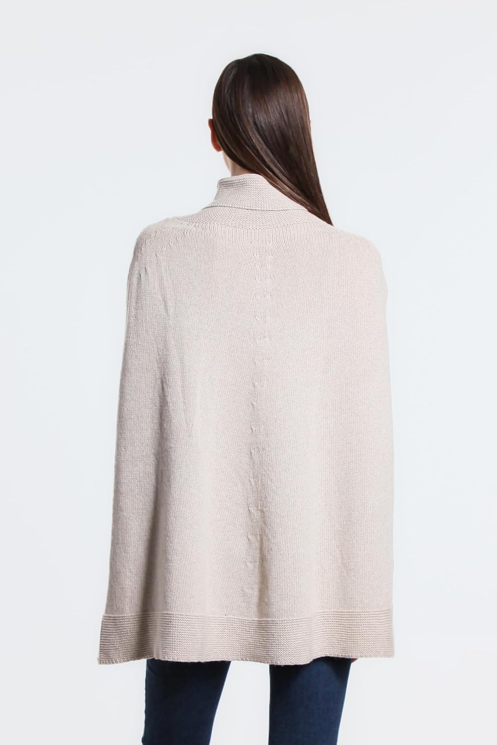 Damen Strickponcho Flechtmuster Rundhals Weich Herbst (Code 5348) Einheitsgrösse 8840 Beige, Einheit