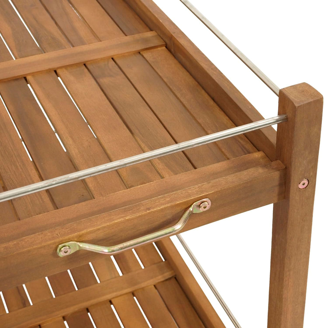 DEGAMO Barwagen Servierwagen Cape TOWN92x84x83cm, Zwei Ebenen, Holz Akazie braun geölt, Outdoor
