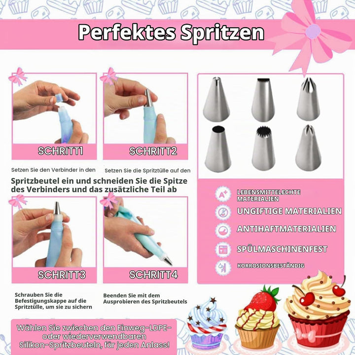 AZOMKER Torten ZubehöR, Spritzbeutel Mit Tüllen, SpritztüLlen Set, Backset, BackzubehöR, BackzubehöR