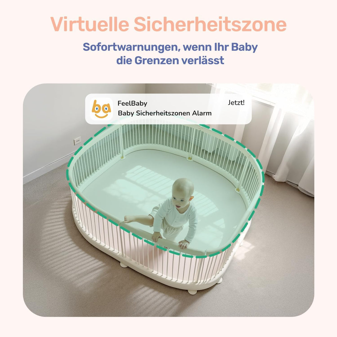360 Grad Babyphone mit Kamera, 4'' IPS WLAN Video Babyfon, Nachtsicht, 2 Wage Audio, Bereich alarme,