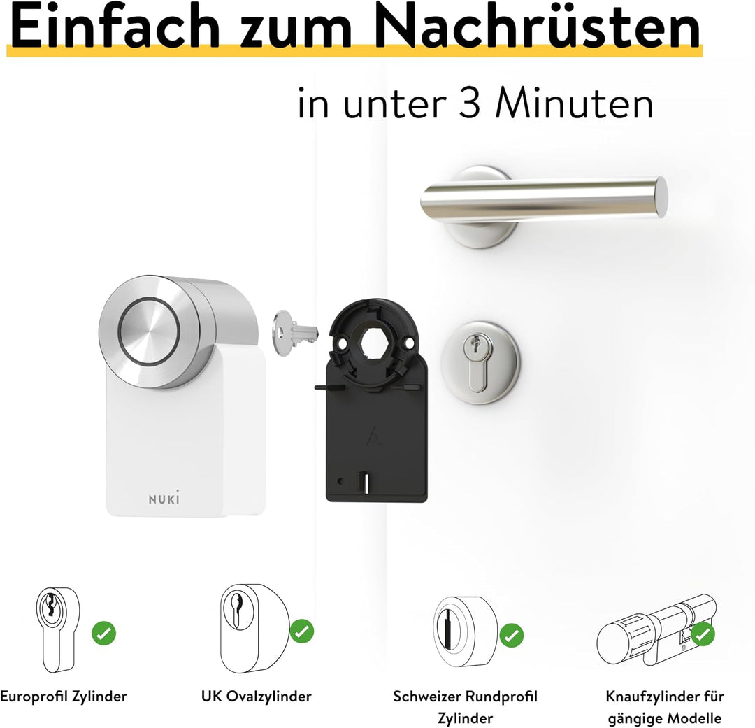 Nuki Smart Lock Pro (4. Generation), smartes Türschloss mit WLAN und Matter für Fernzugriff, elektro