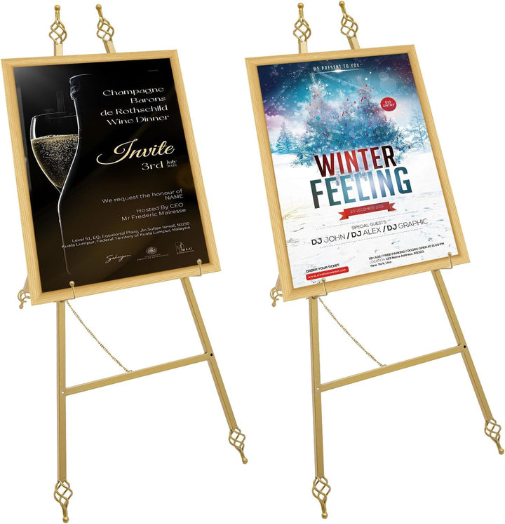 2 Stück Portable Staffelei Ständer, Bodenverstellbares Metall Gold Staffelei Stand, Verstellbares St