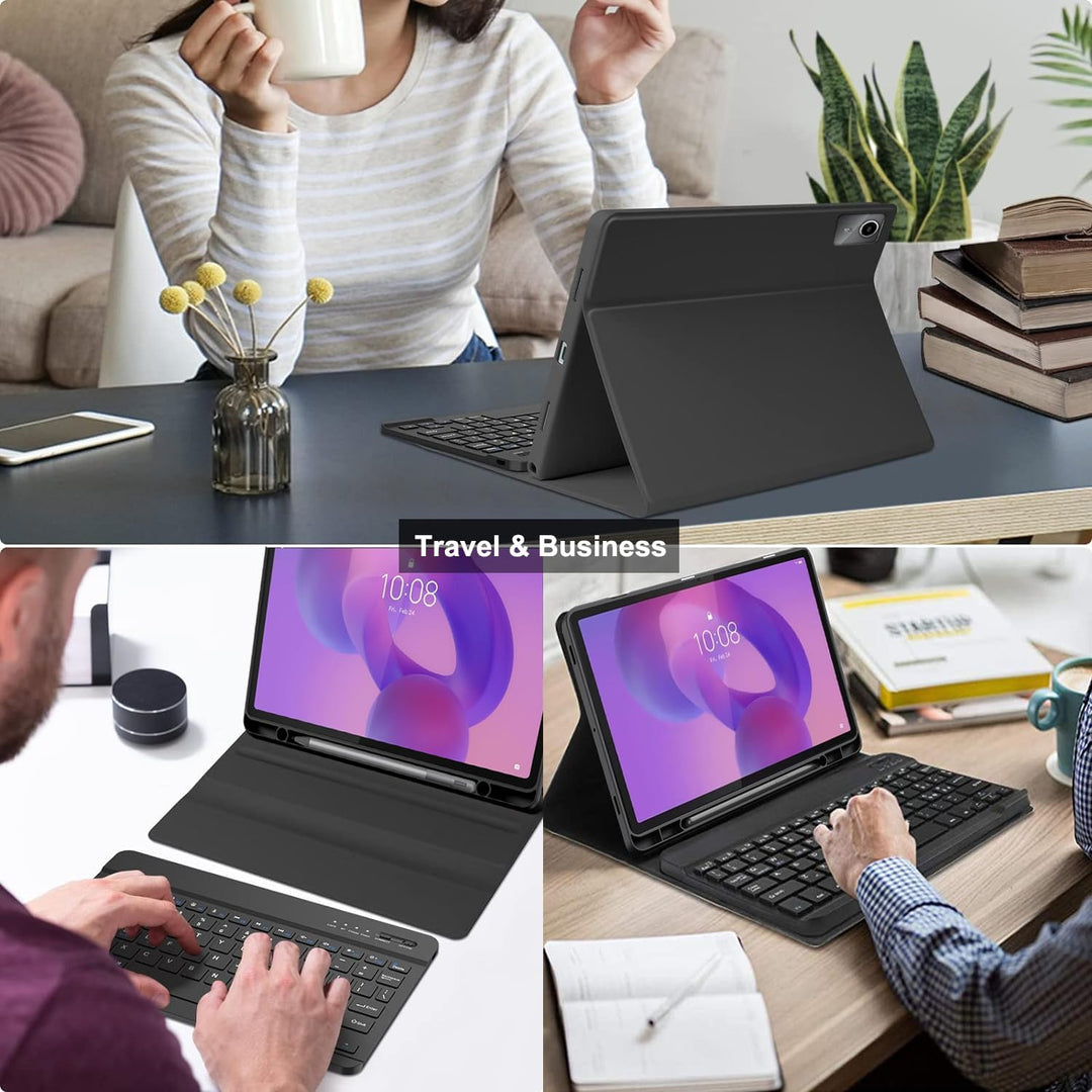 Tastatur Hülle für Lenovo Idea Tab 11 Zoll Tablet 2025 / M11 11 Zoll 2024, 9H Härte Schutzfolie, Sli