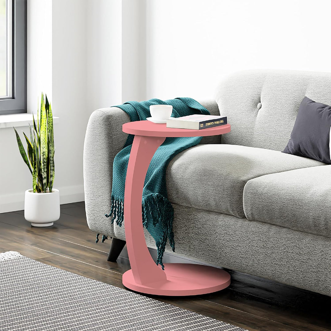 [en.casa] Beistelltisch Holeby Couchtisch Sofatisch auf Rollen Betttisch Laptoptisch C-Form Wohnzimm
