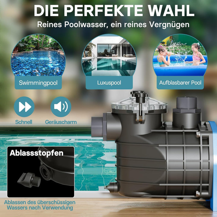 Pool Pumpe 26400 l/h 2200 W Schwimmbadpumpe Filterpumpe Umwälzpumpe Pool
