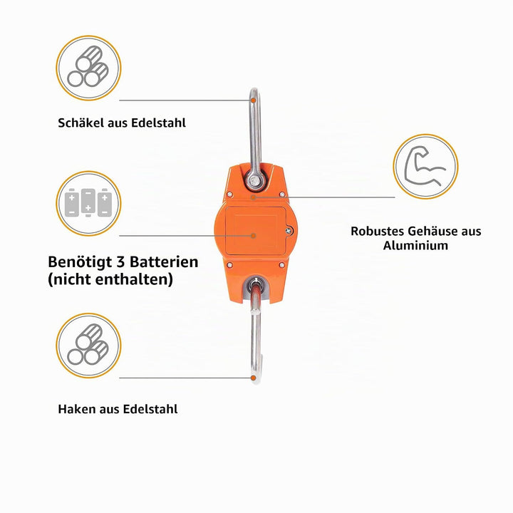 Hyindoor 300KG Hängewaage Elektronische Kranwaage Digitale Zugwaage Wildwaage Crane Massstab mit Hak