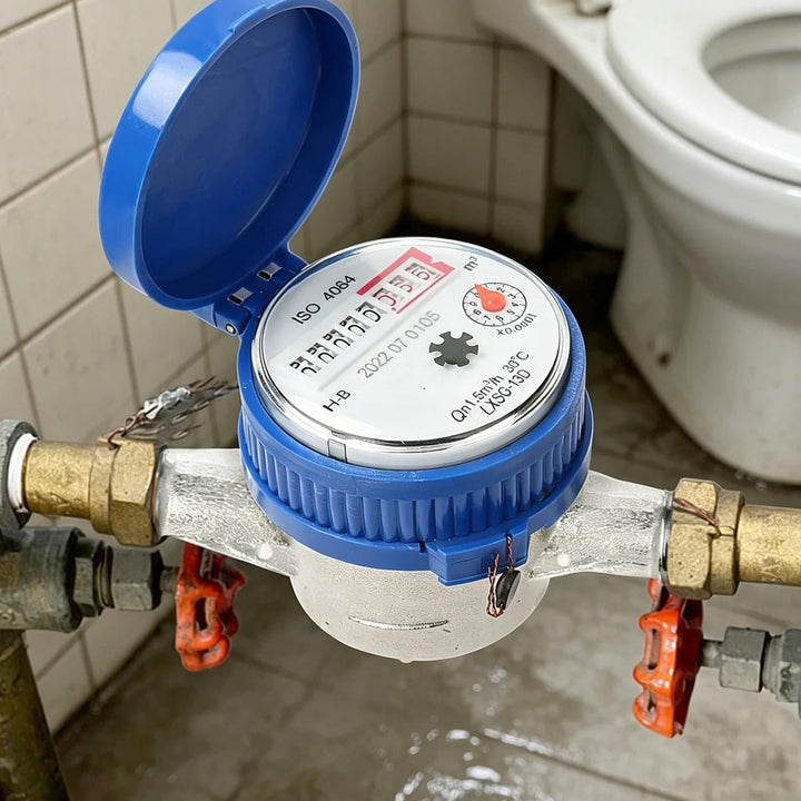 Wasserzähler 1/2" Garten Geeicht, Trockenwasserzähler mit Einkanal-Messwerk, Wasseruhr mit Anschluss
