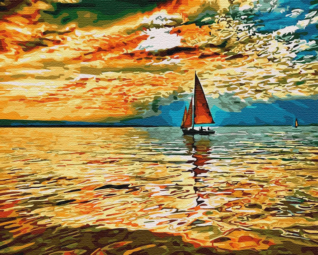 Artnapi Malen nach Zahlen Erwachsene mit Rahmen | DIY Handgemalt | Himmel im Feuer Sonne | Kit für A
