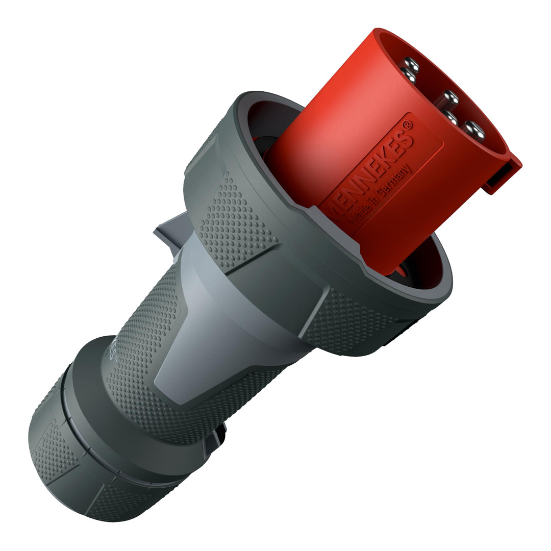 Mennekes 13212 Power Top Xtra Stecker mit Gummifläche, 67 IP-Schutzklasse, 6 Stunden Erdstellung, 5 