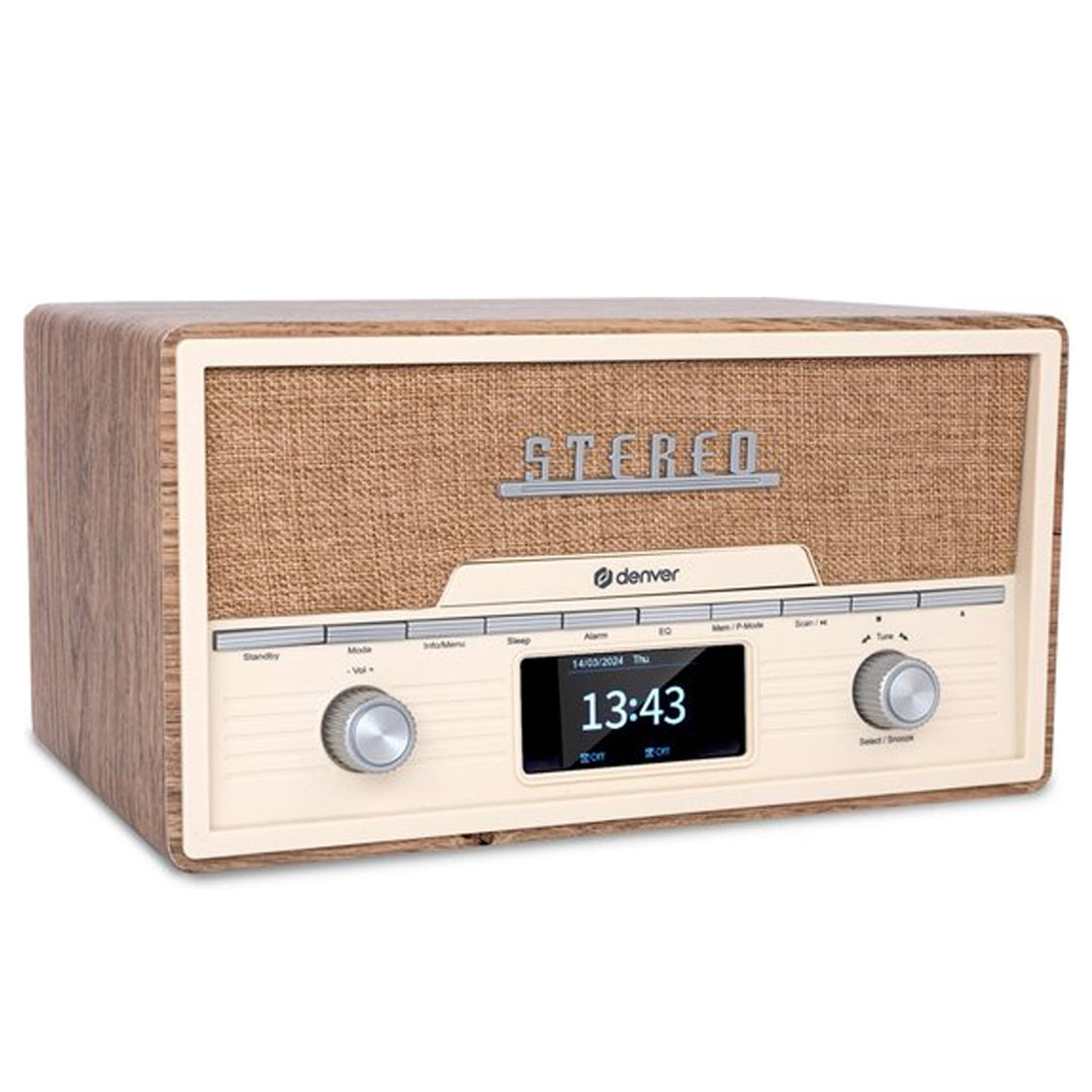 DENVER DAB+/UKW-Radio MDA-525LW, mit CD-Player, Retrostyle, hellbraun