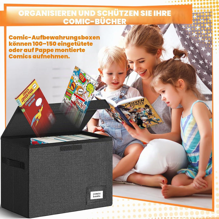 Leffis Comic-Buch-Aufbewahrungsbox, Comic-Buch-Box, 39,4 x 19,1 x 28,7 cm, zusammenklappbar, kurze C
