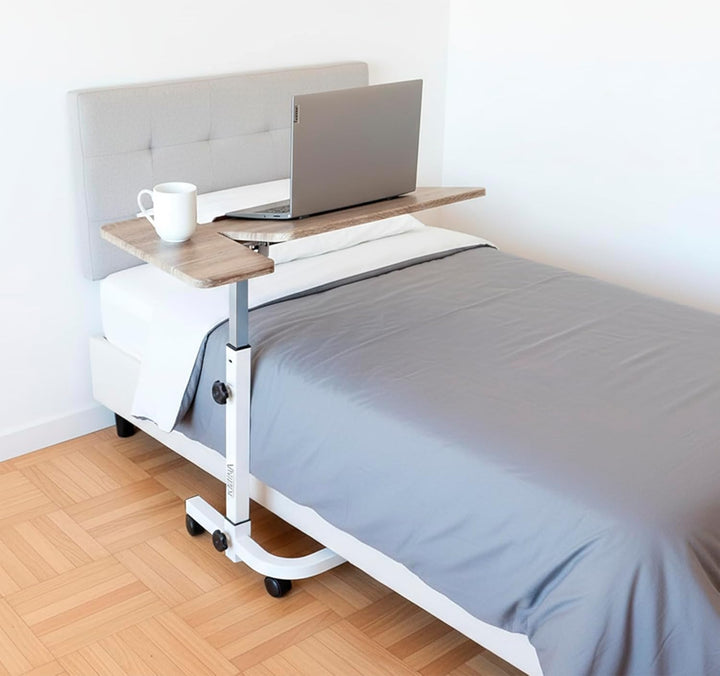 KMINA - Mobiler Beistelltisch, Betttisch auf Rollen Höhenverstellbar, Pflegetisch Höhenverstellbar m