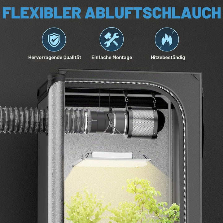 Hon&Guan 100 mm Lüftungsschlauch Schallgedämmter Wärmeisolierung Alu Flexrohr Lüftungsschlauch für K