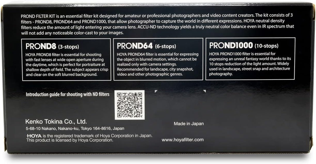 Hoya PRO ND KIT (8/64/1000) 72mm, Praktisches Set mit 3 verschiedenen Hoya PRP ND Filter zur Lichtre