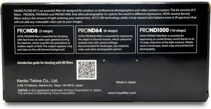Hoya PRO ND KIT (8/64/1000) 72mm, Praktisches Set mit 3 verschiedenen Hoya PRP ND Filter zur Lichtre