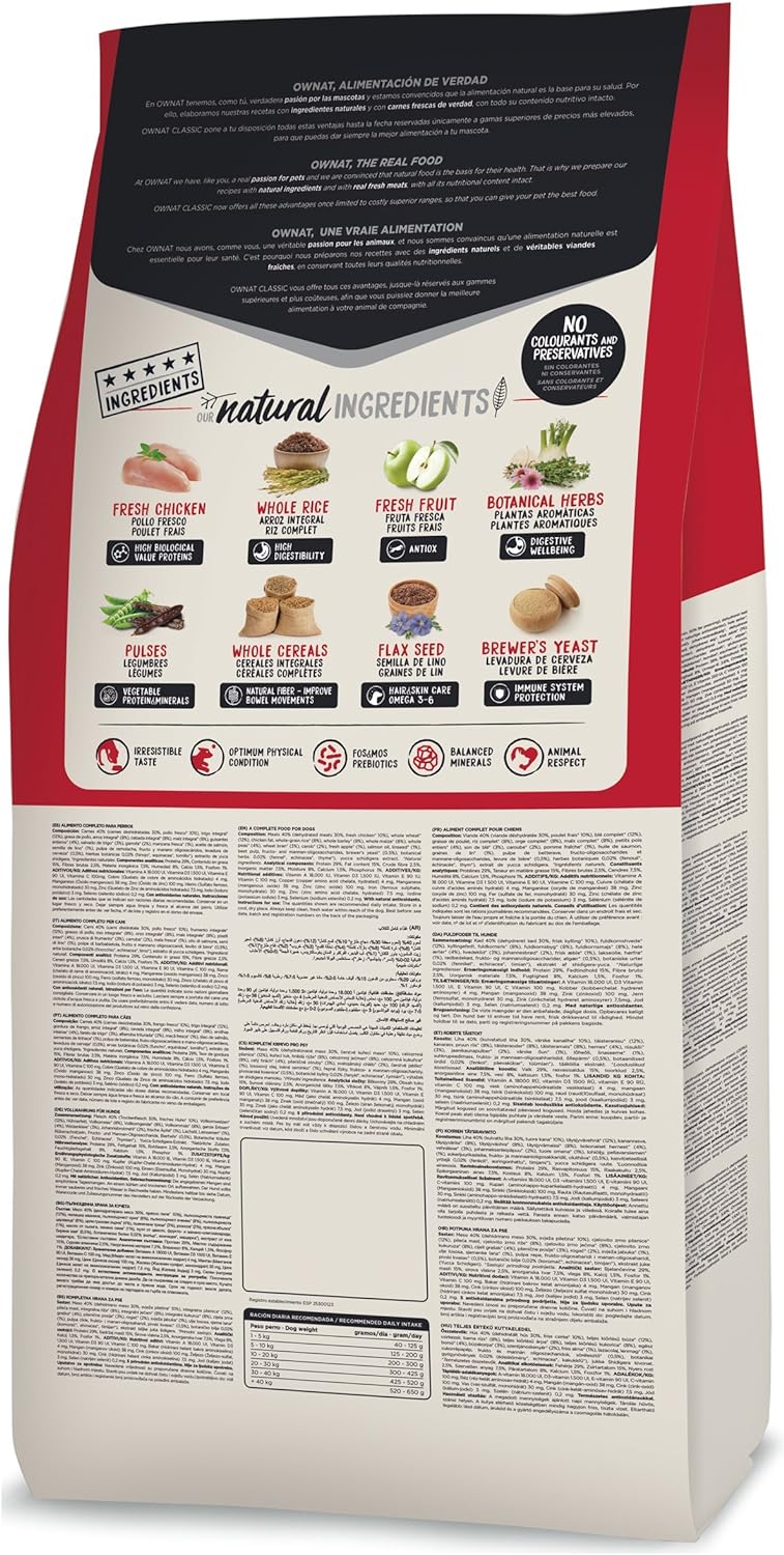 20kg Ownat Classic Dog Energy Hundefutter für aktive Hunde
