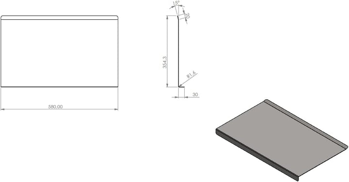 KOCH #69 Edelstahl Schneidebrett, Knetbrett, Arbeitsplatte, Arbeitsfläche mit satinierter Oberfläche
