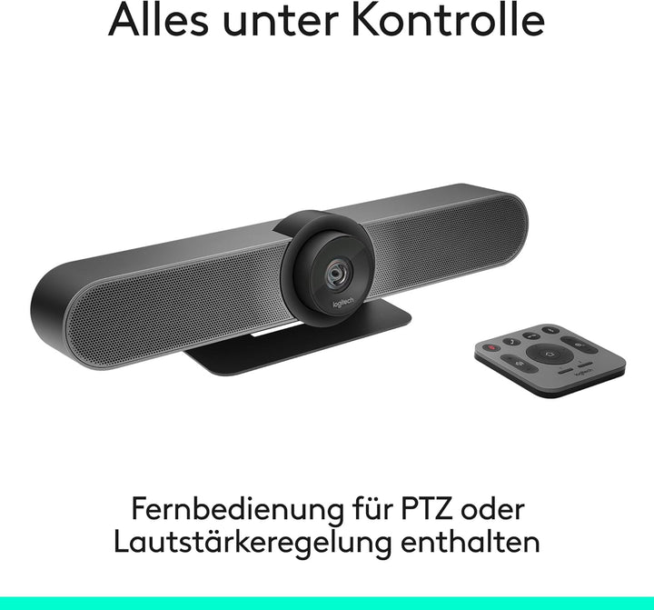 Logitech MEETUP Videokonferenz-Webcam, Ultra-HD 4K, 120° Blickfeld, Motorisierte Neigung, Integriert