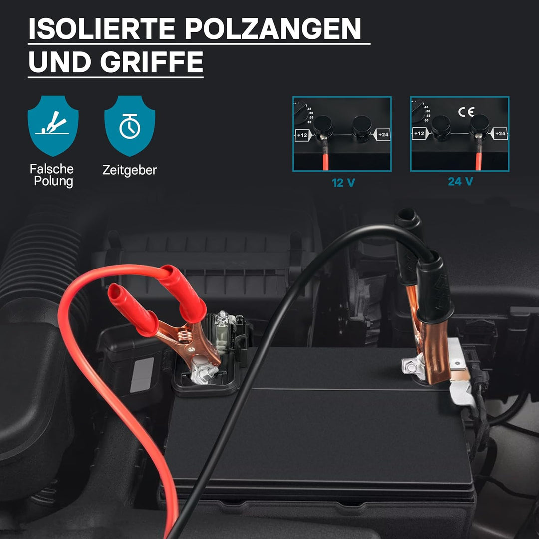 WilTec Batterieladegerät Batterie 12V 24V Ladegerät Akkuladegerät Boost 630