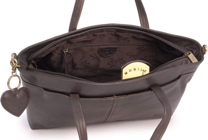 Gigi - Leder - Damenhandtasche/Lederhandtasche/Tote - 6490" Braun, Braun