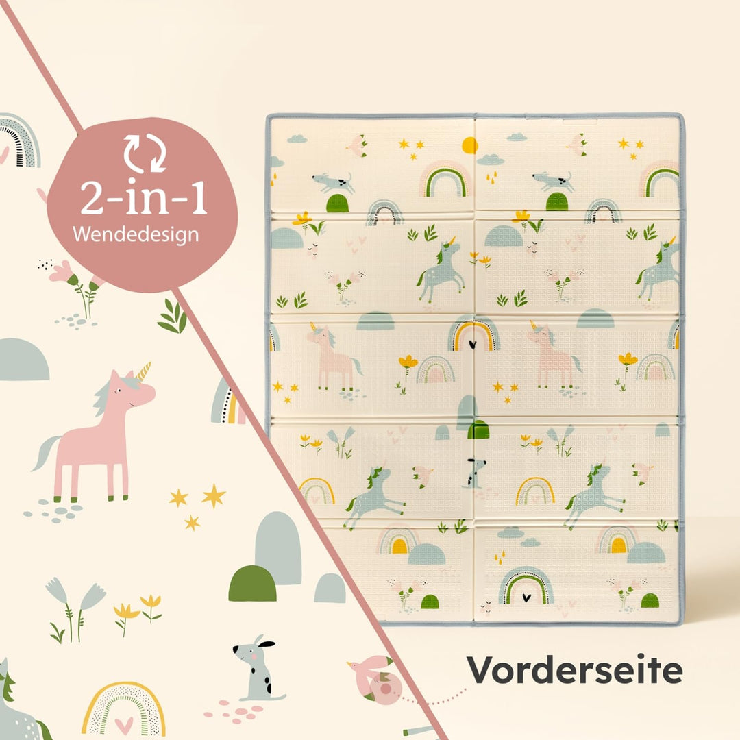 Laleni Krabbelmatte Baby 180x200x1 cm - wasserdichte Spielmatte Baby faltbar - isolierende Bodenmatt