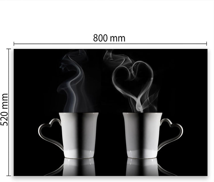SmartDecoration Herdabdeckplatte Ceranfeldabdeckung aus Glas 80x52 cm Einteilig Motiv "Kaffee" Schwa