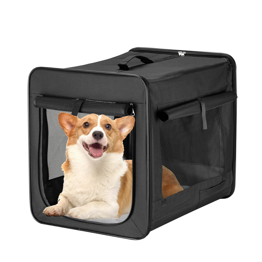 Fudajo Faltbare Transportbox für Hunde, Katzen M (58x46x53 cm), robust, leicht, sicher, Hundebox mit