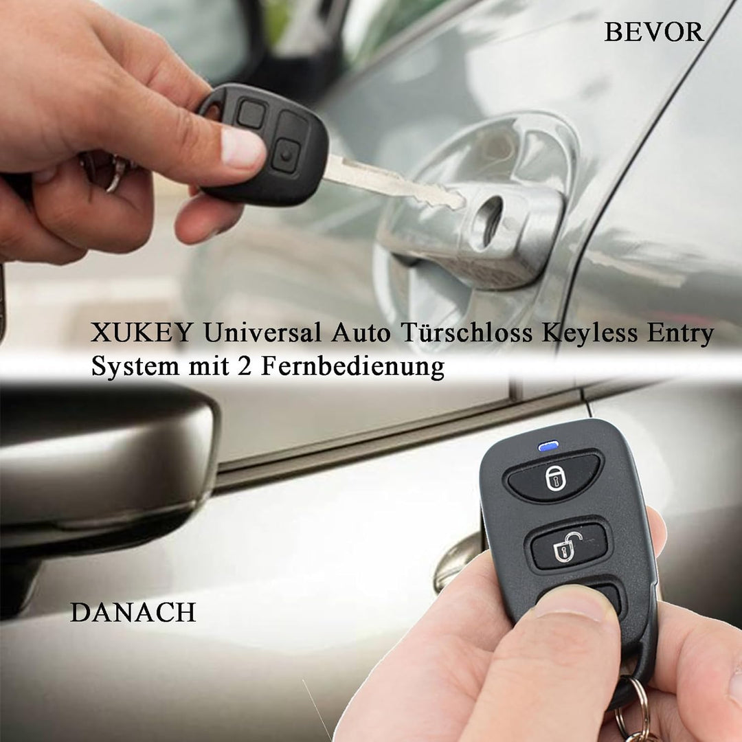 XUKEY Zentralverriegelung Universal Auto Türschloss Keyless Entry System mit 2 Fernbedienung, Autotü