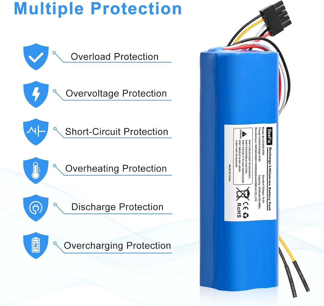 6700mAh Akku Ersatz für Conga 4090 4490 4590 4690 14.4V Li-ion Akku Batterie Staubsauger Robotic Vac