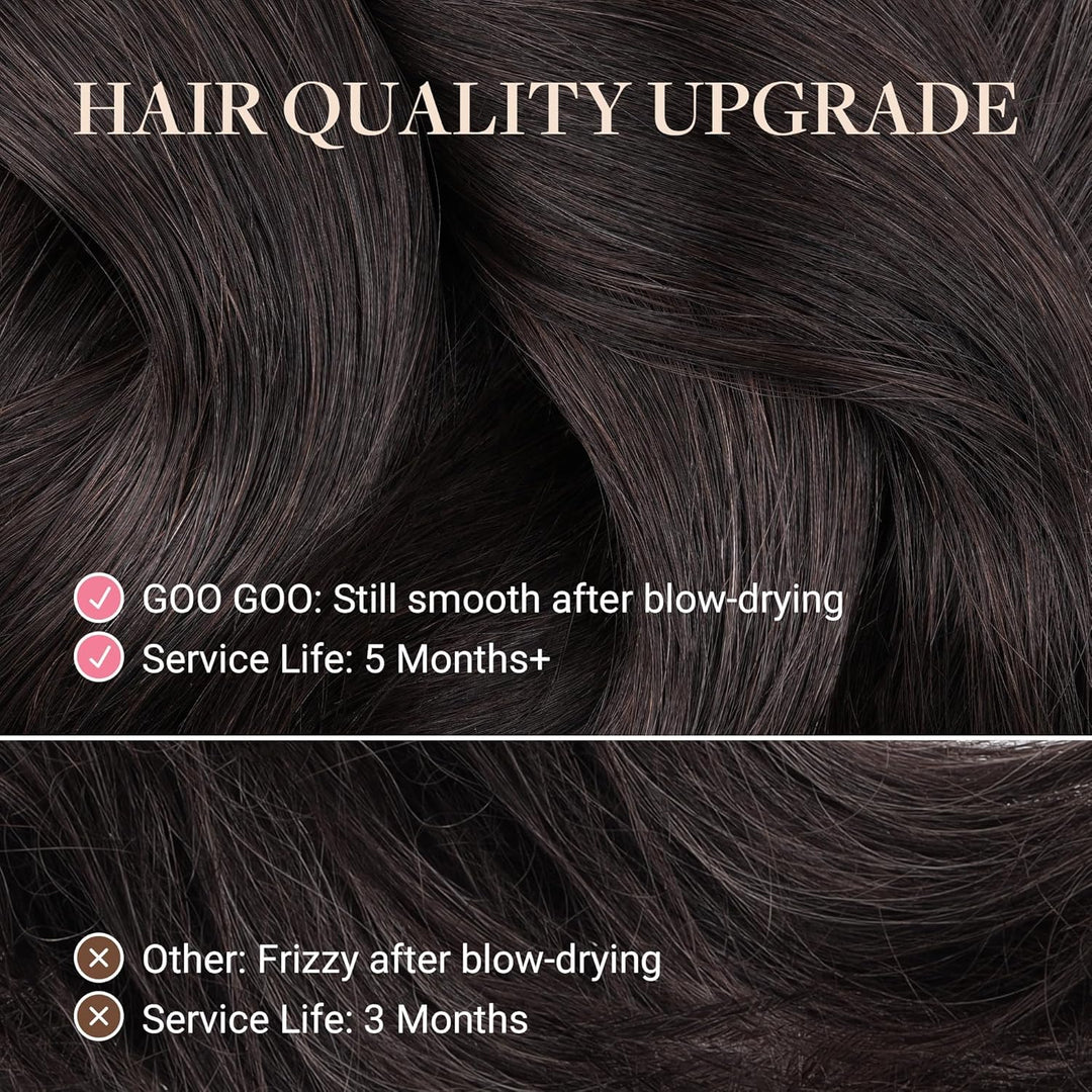 GOO GOO Tape in Extensions Echthaar, 30cm 40g 20pcs, Schwarz, Haarverlängerung Echthaar, 1B #1B Schw