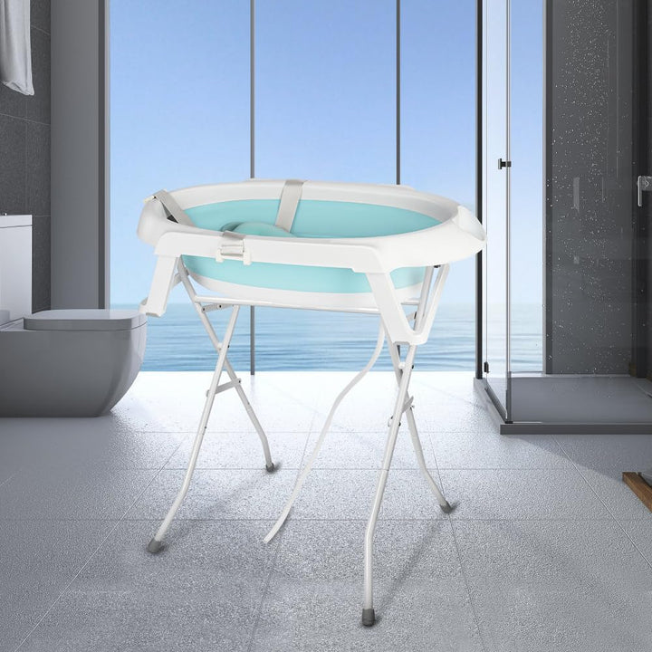Babywanne mit Ständer Faltbare Baby Badewanne Set mit Gestell - Tragbare Rutschfeste Wanne für Neuge