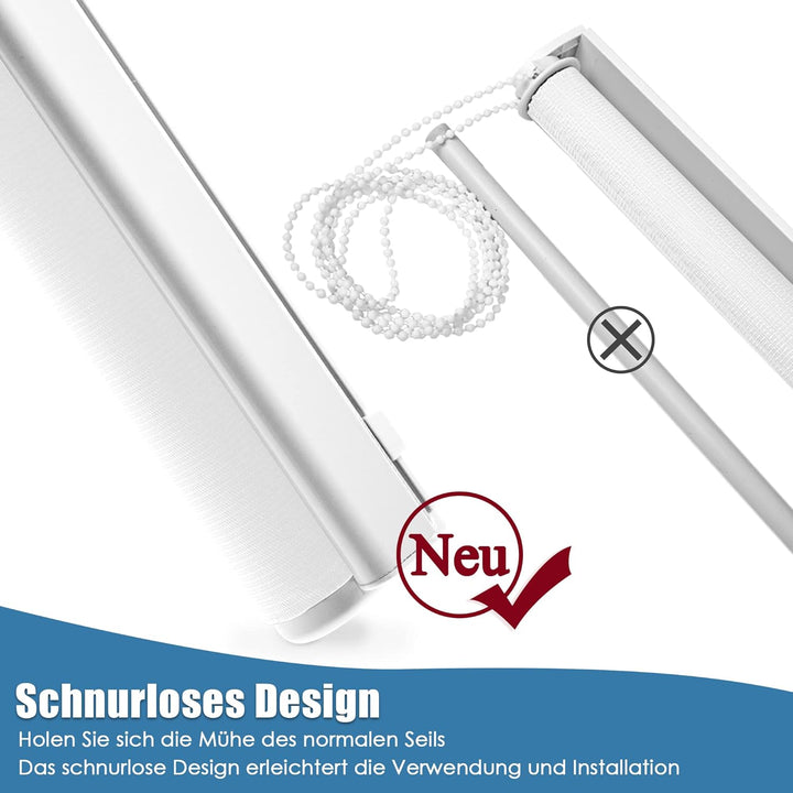 SBARTAR Doppelrollo schnurlos Klemmfix Rollos für Fenster ohne Bohren & zum Bohren, Weiss 100x140cm