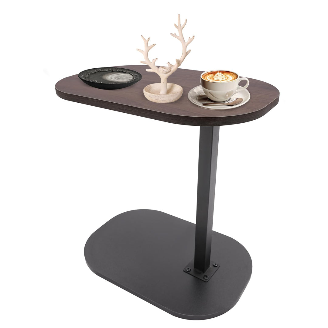 45-80 cm Einstellbare Höhe C Mobiler Schreibtisch, Holz Beistelltische mit Rollen, C-Form Laptoptisc