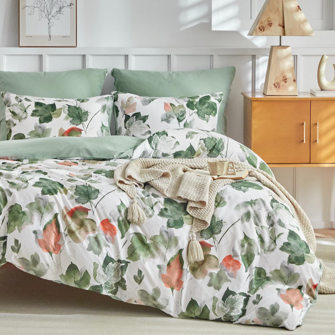 Lekesky Bettbezug für 180 cm breites Bett, mit Aquarellmuster, Mikrofaser, 3-teilig, Set aus 1 Bettd