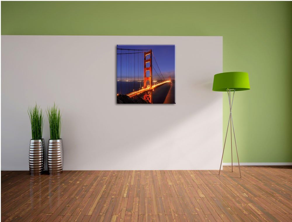 Pixxprint Golden Gate Bridge bei Nacht in San Francisco als Leinwandbild/Grösse: 70x70 cm/Wandbild/K