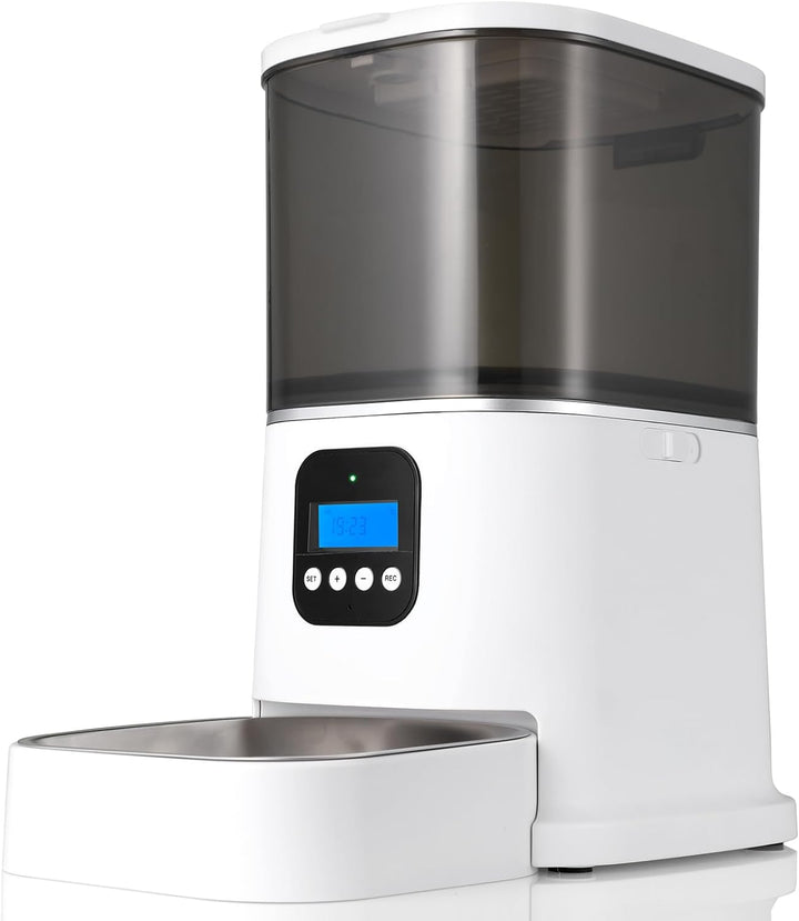 Futterautomat Katze & Hund, 6L Katzenfutter Automat, Automatischer Futterspender mit Futternapf aus