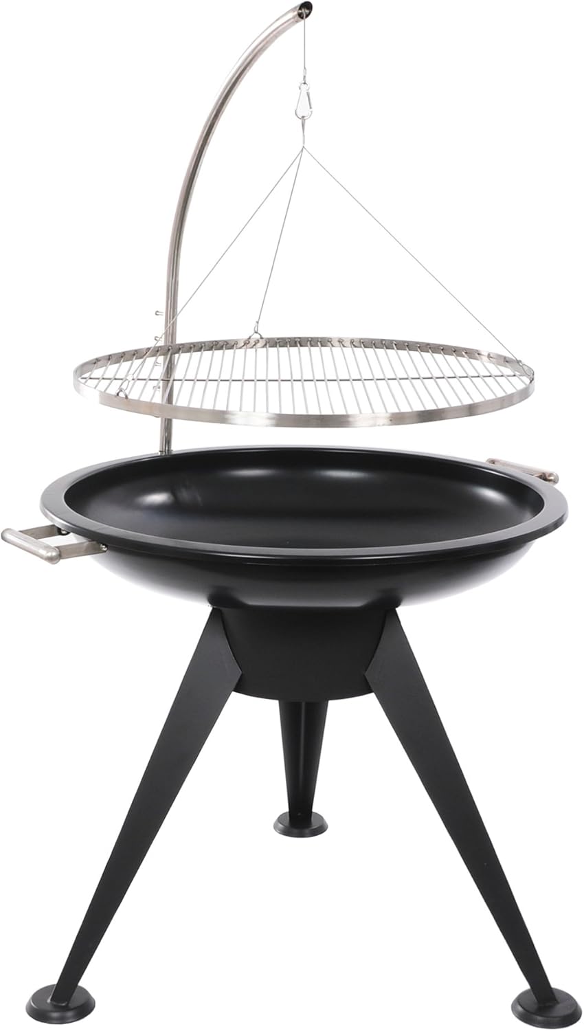 Deluxe BBQ 80 cm Schwenkgrill Grillrost Edelstahl Dreibein Grillrost Feuerschale Design Grill Smoker