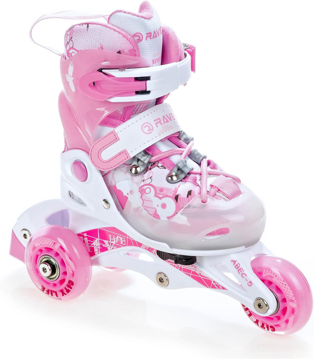 Raven 3in1 Verstellbare Kinder Inline Skates Princess - Inliner Triskates - Rollschuhe Kugellager Ab