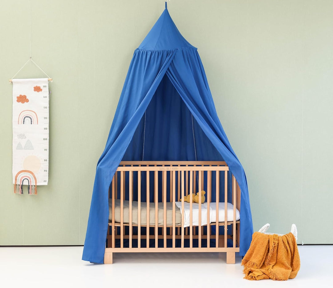 Blauer Baldachin für Kinderzimmer | Hängender Betthimmel für Babybett | Moskitonetz für Stubenwagen